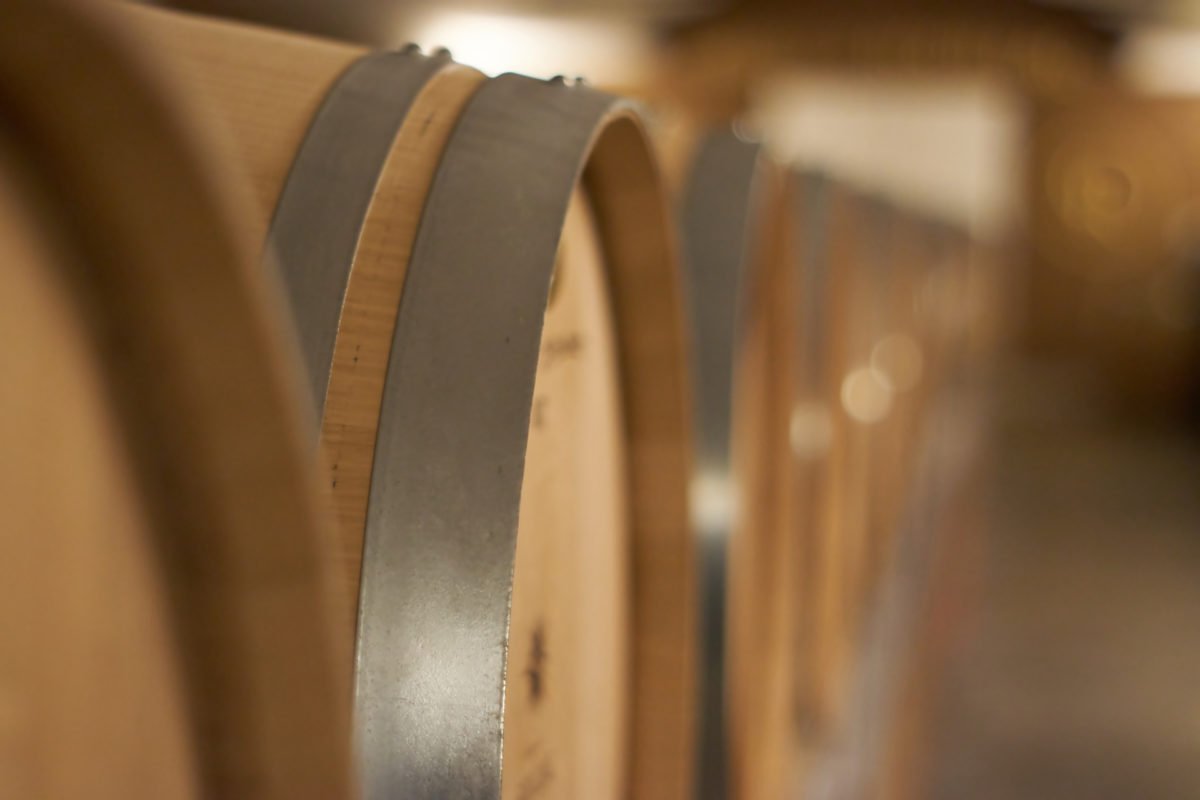 Cellar oak barrels